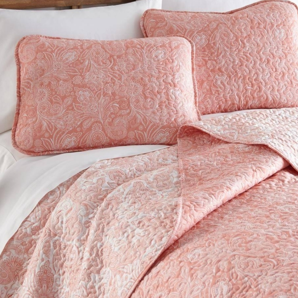 Southshore Fine Linens Perfect Paisley Reversible Coral 3-Piece Coral 98" x 98"